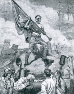 El sargento Jasper en la Batalla de Fort Moultrie, 28 de junio de 1776, ilustración de 